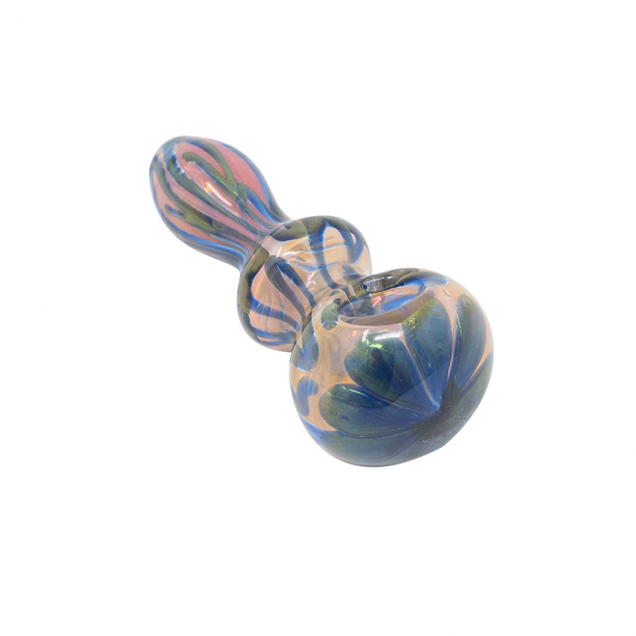 Pink Blue Green Flower Glass Pipe | My Green Solution