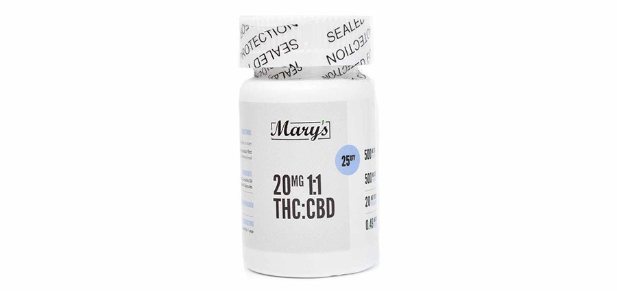 Mary’s THC & CBD Capsules. THC pills.