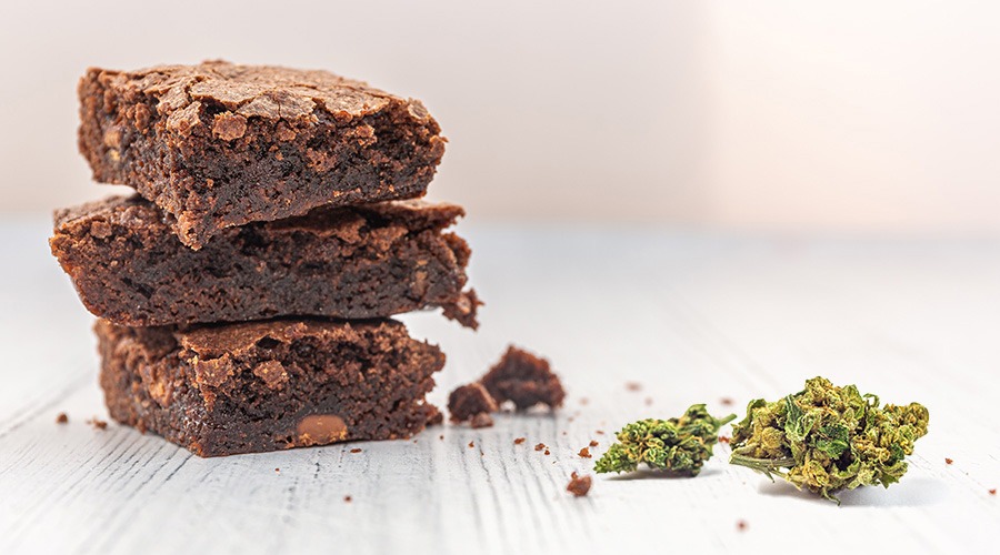 brownie slices and cannabis flower buds | My Green Solution